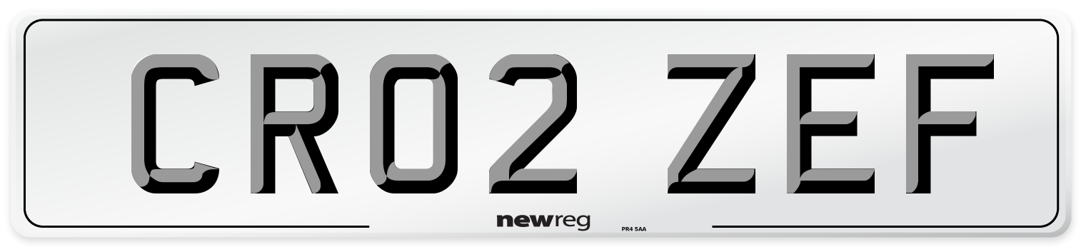 CR02 ZEF Number Plate from New Reg